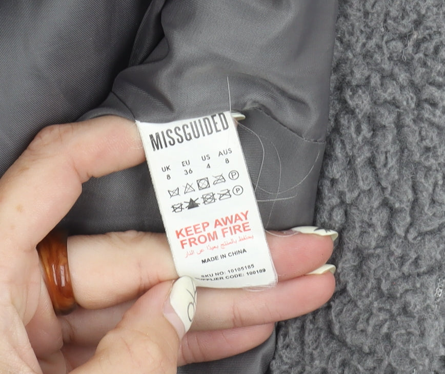 Missguided Women's Grey Mid-Length Jacket Size 8