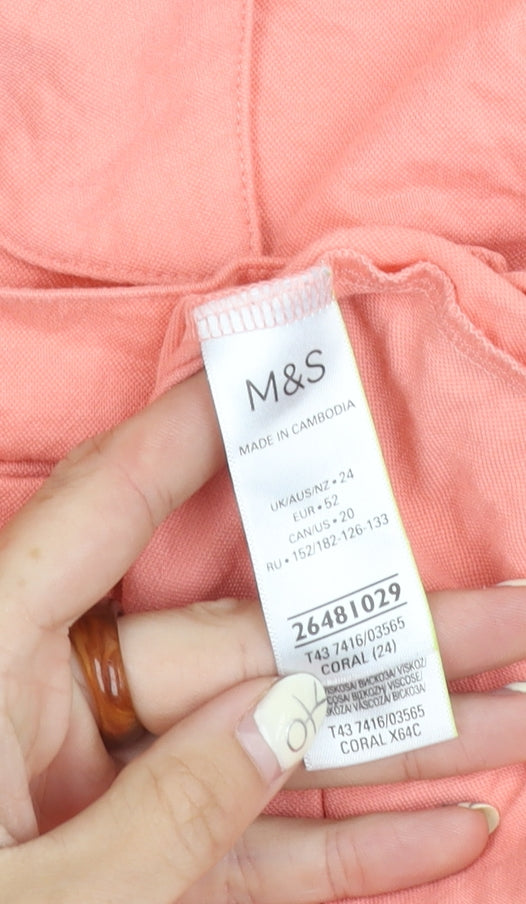 Womens UK Size 24 Marks and Spencer Pink Button-Up