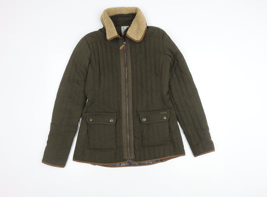 Additional front view of Crew Clothing Women's Green Jacket, size 10, Padded