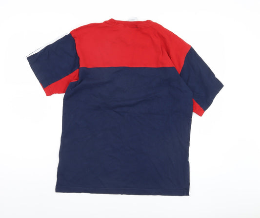 Adidas Men's Red/Blue Colourblock Sports T-Shirt