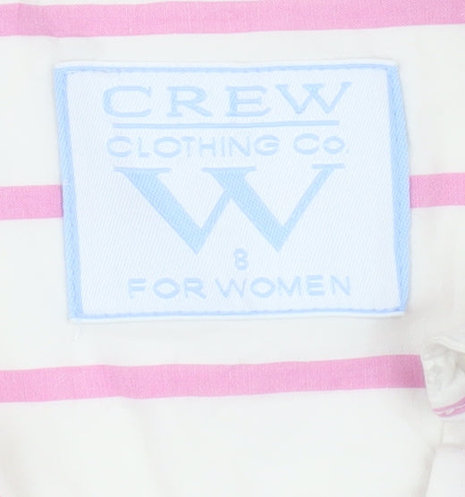 Crew Clothing Women's Pink Striped Button-Up Shirt 8