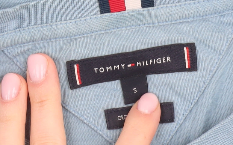 Tommy Hilfiger Men's Blue T-Shirt, S, Cotton, Logo, Casual