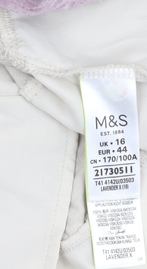 Womens UK Size 16 Marks and Spencer Beige Basic T-Shirt