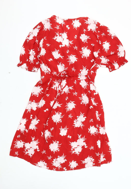 Marks and Spencer Women's Red Floral Dress Size 12