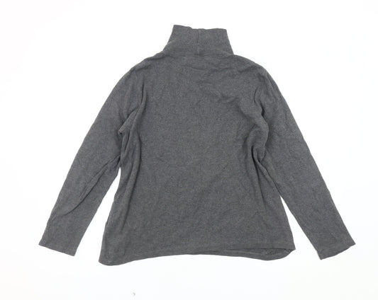 Lands' End Women’s Grey High Neck Long Sleeve T-Shirt