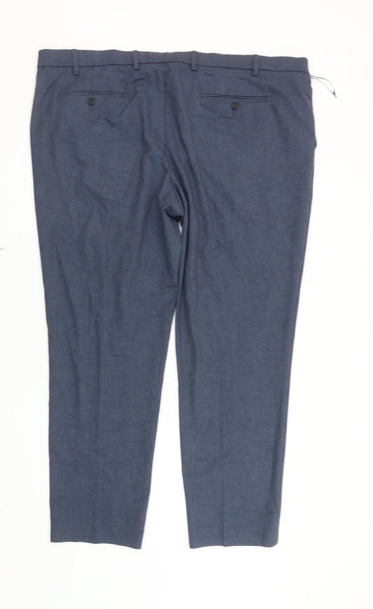 Marks and Spencer Men's Blue Regular Trousers, Size 48