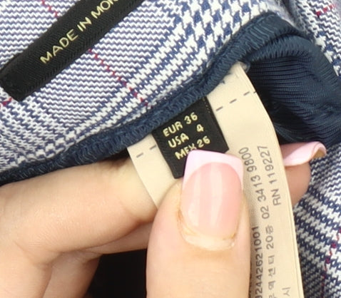 Massimo Dutti Men's Blue Plaid Trousers M