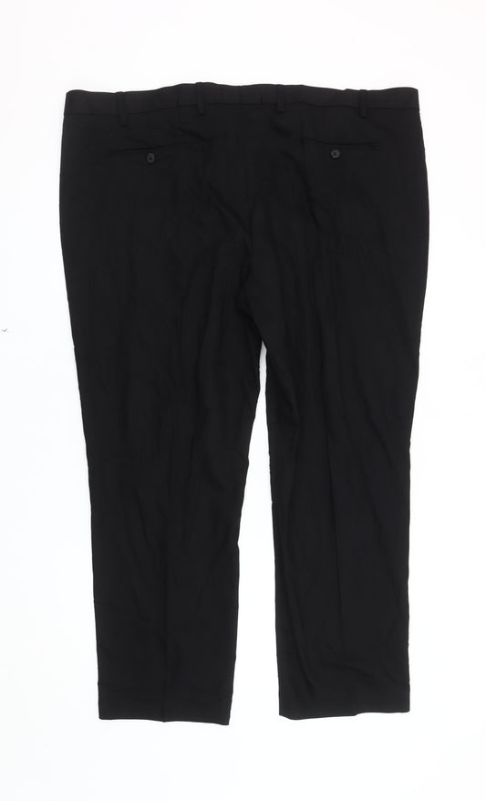 Marks and Spencer Men's Black Regular Trousers Size 46