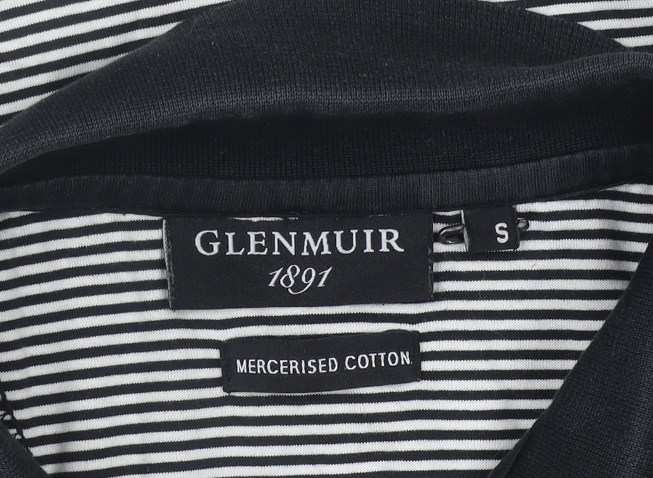 Glenmuir Men's Black Striped Polo Shirt, Size S