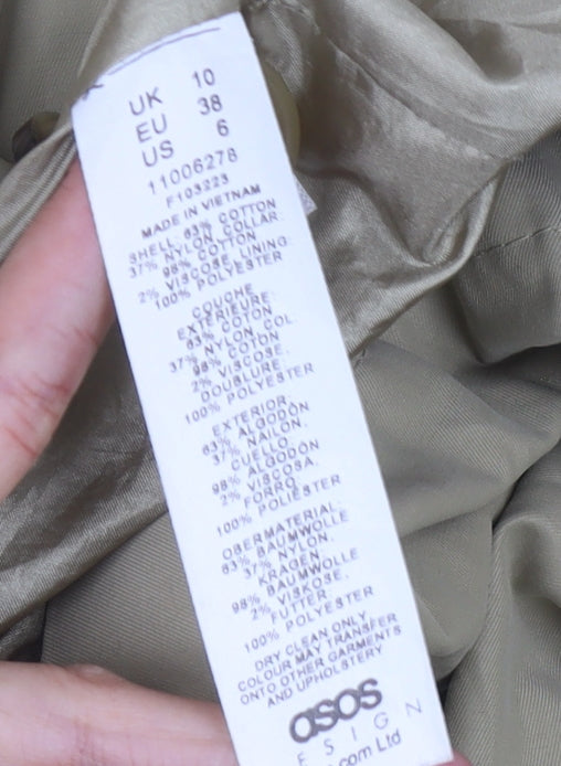 Womens UK Size 10 ASOS Beige Overcoat