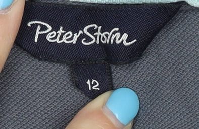 Peter Storm Women's Grey Polo Shirt Size 12 Casual Cotton