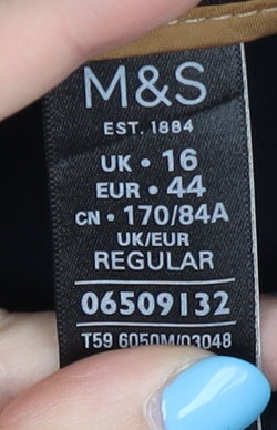 Womens UK Size 16 Marks and Spencer Regular Fit Casual Black Trousers