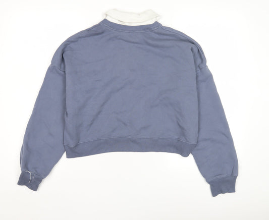 Hollister Women's Blue Collared Sweatshirt, Size S