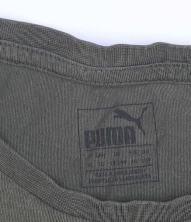 Puma Boys Green Graphic Print T-Shirt M