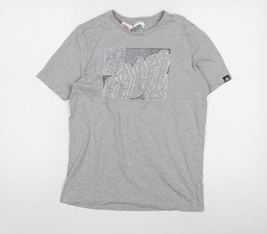 Additional front view of Adidas boys’ grey graphic t-shirt - 13-14 years