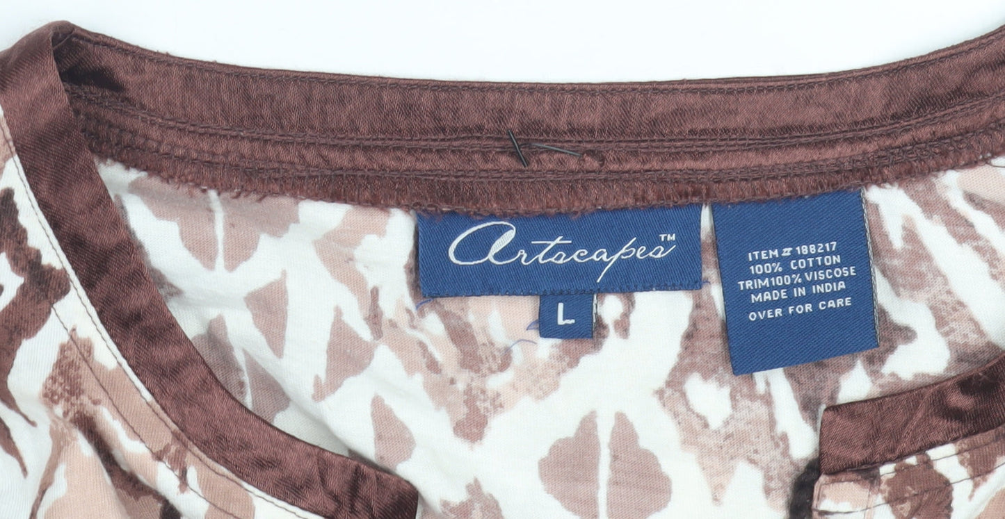Womens UK Size L Artscapes Brown Blouse