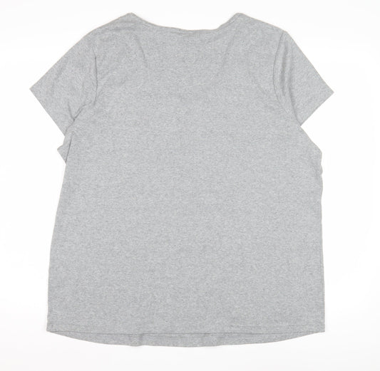 Maine New England Women's Grey Floral V-Neck T-Shirt Size 22