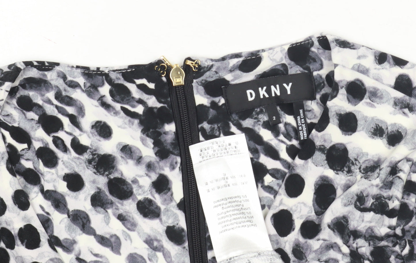 DKNY Women's Black Polka Dot Dress Size 2