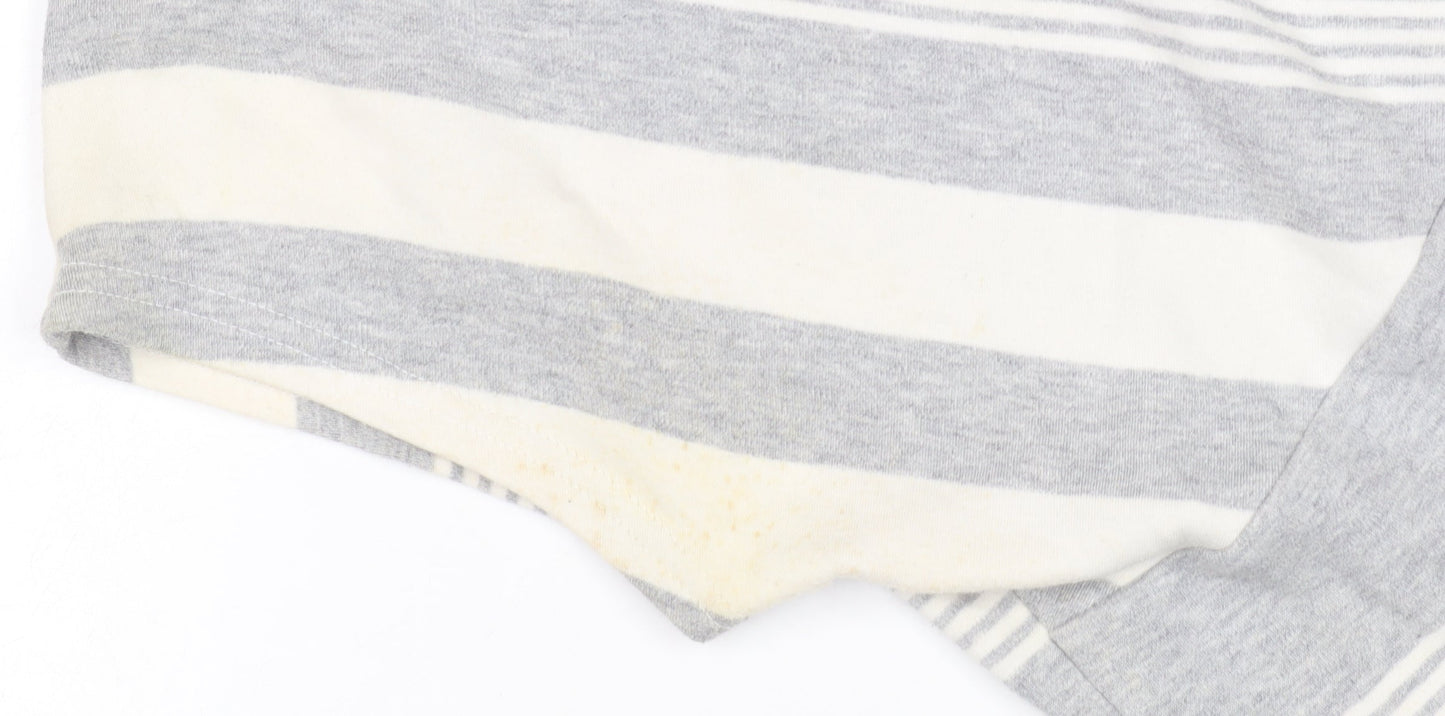 Dash Women's Grey Striped V-Neck T-Shirt - Size 14