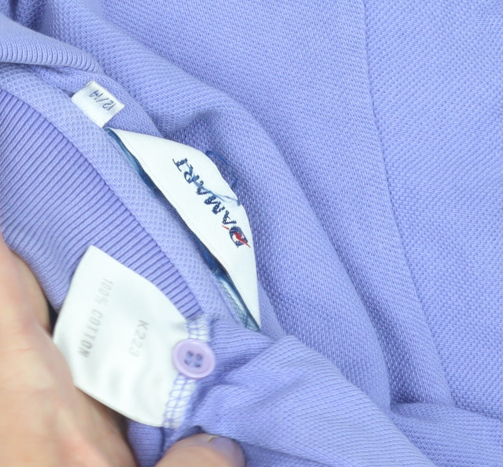 Close-up detail of Damart unisex purple polo shirt, m, casual spring wear