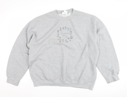 Additional front view of Emma Warren unisex grey xl graphic sweatshirt