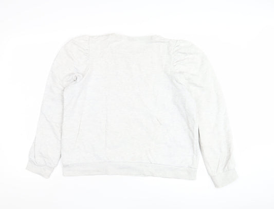 H&M Women's White Pullover Sweatshirt, Casual Cotton, Size M