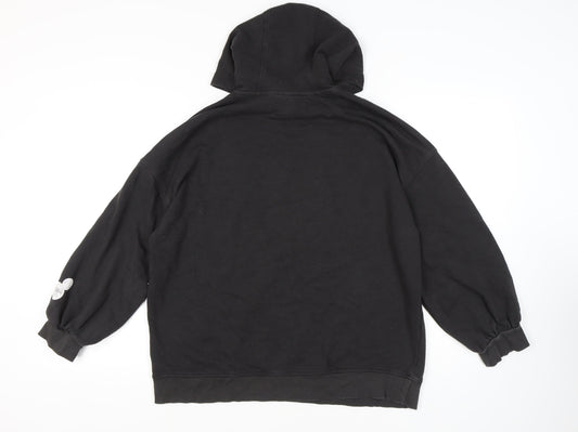 H&M Unisex Black Pullover Hoodie, M, Casual Style