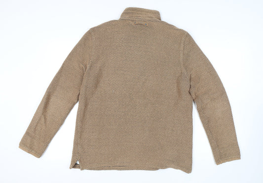 Weird Fish Men's Brown 1/4 Zip Knit Sweatshirt S