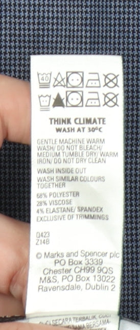 Marks and Spencer Men's Blue Check Trousers, Size 48