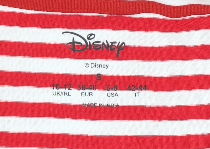 Womens UK Size S Disney Red Basic T-Shirt
