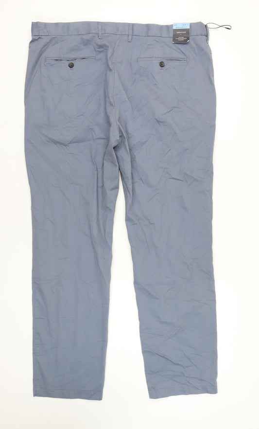 Marks and Spencer Men's Blue Chino Trousers, 42 Regular