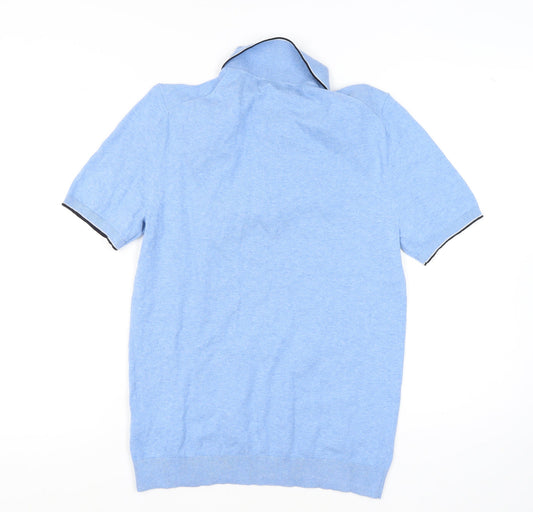 Marks and Spencer Men's Blue Polo Shirt, Size S, Short Sleeve