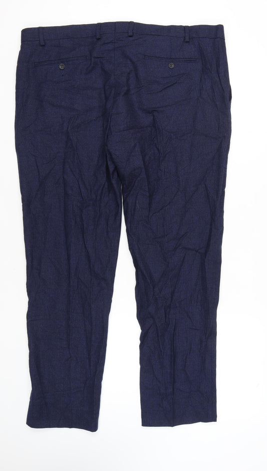 Marks and Spencer Men's Blue Wool Trousers, Size 42 REG