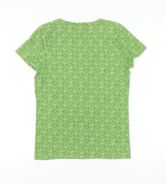 Liz Claiborne Women's Green Floral V-Neck Top Medium