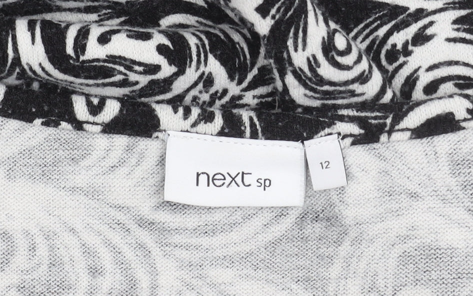 Next Women's Black and White Floral Shift Dress Size 12