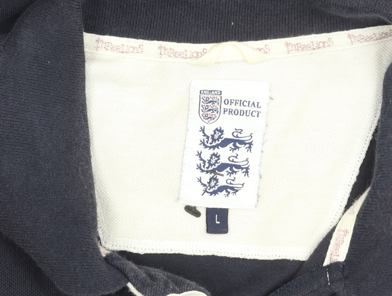 England Official Men's L Polo - Black/Red/White Sporty Design