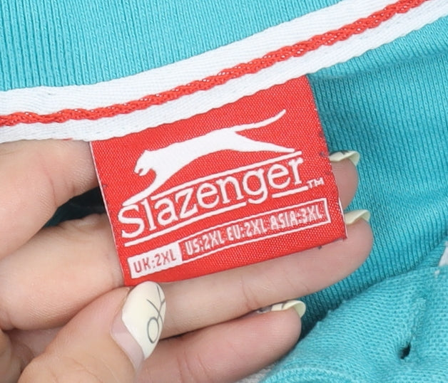 Slazenger Men's Blue Polo Shirt, 2XL, Short Sleeve