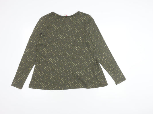 Boden Women's Green Polka Dot Long Sleeve T-Shirt