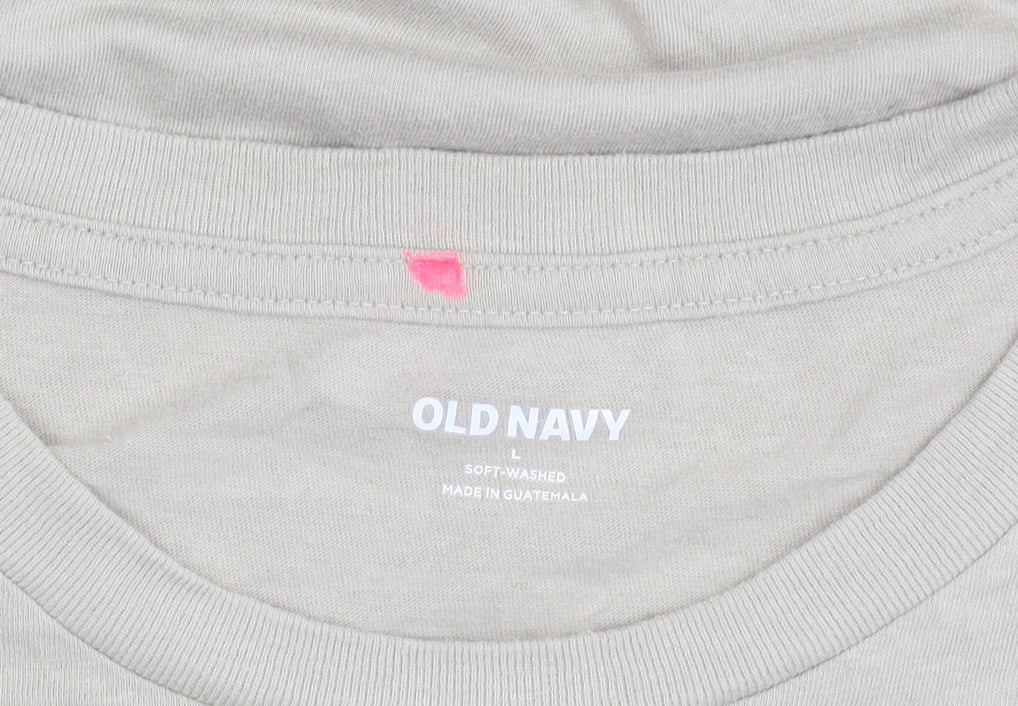 Old Navy Men’s Beige Crew Neck Beach T-Shirt, Size L