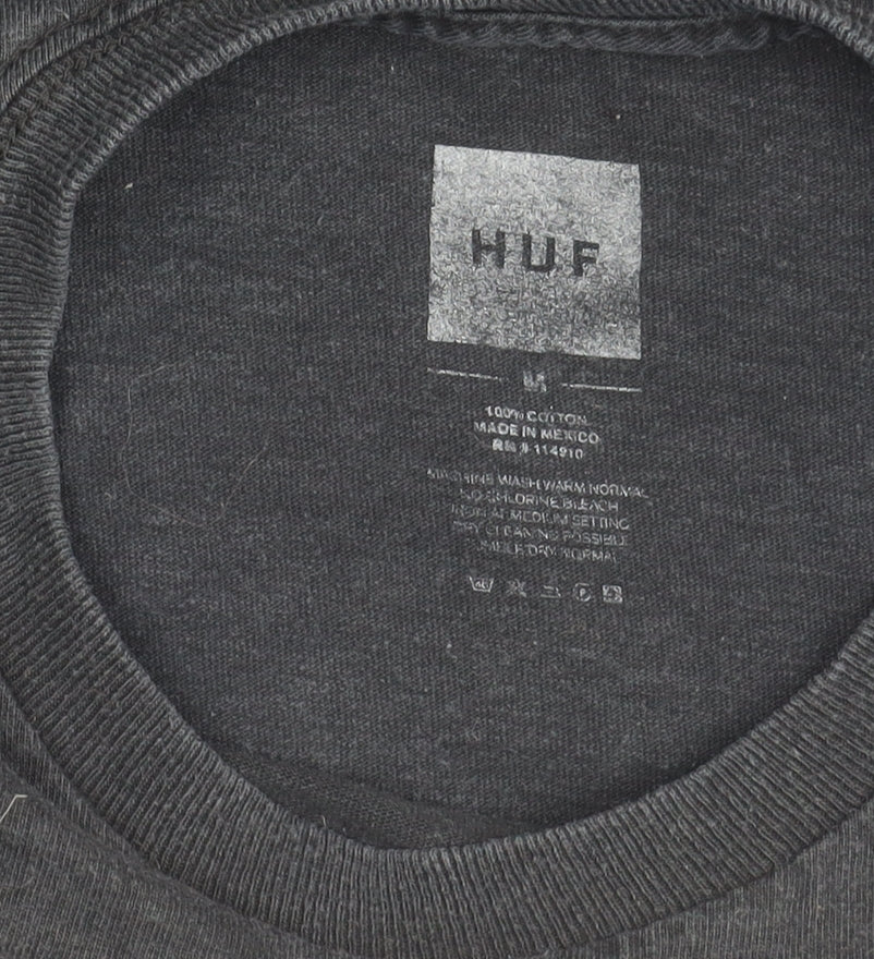 Mens UK Size M HUF Black T-Shirt