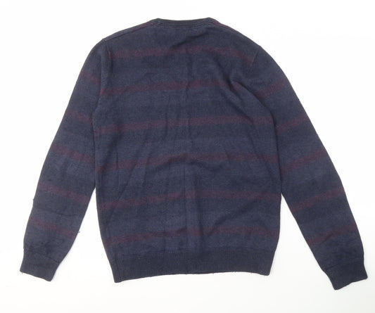 Fat Face Men's Blue Striped Wool Pullover Jumper M