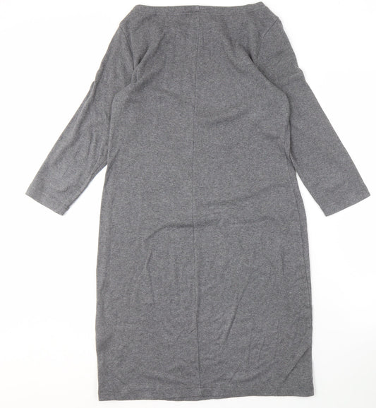 GAP Women's Grey Midi Sheath Dress, Size M, Long Sleeve