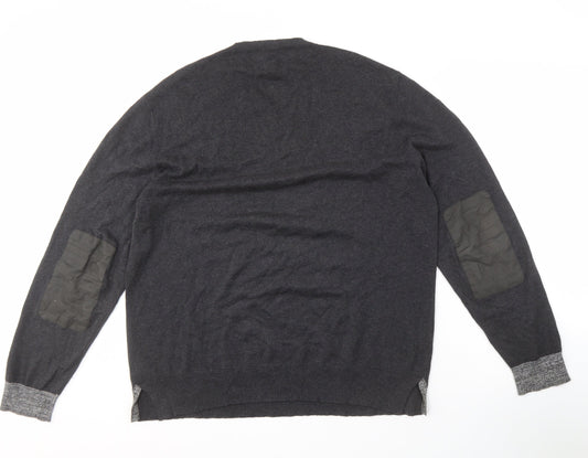 AllSaints Men's Black Crew Neck Pullover Jumper Size L