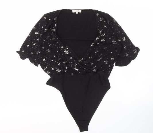 Womens UK Size L Oasis Black Wrap Blouse
