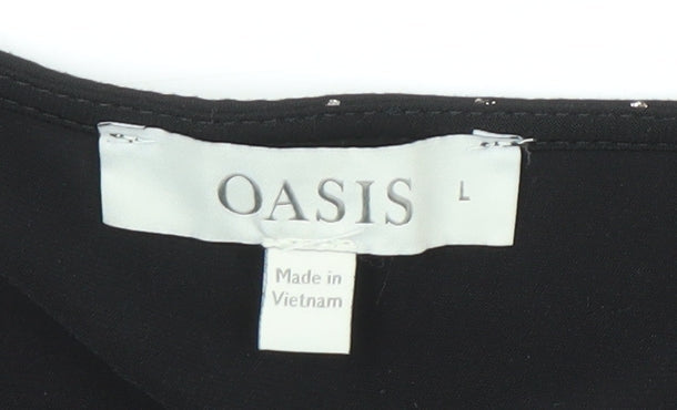 Womens UK Size L Oasis Black Wrap Blouse