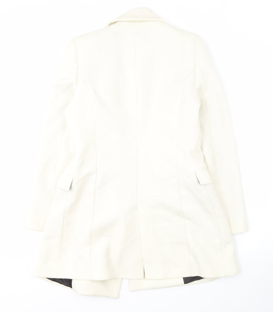 Womens UK Size S Zara Woman Ivory Motorcycle Jacket