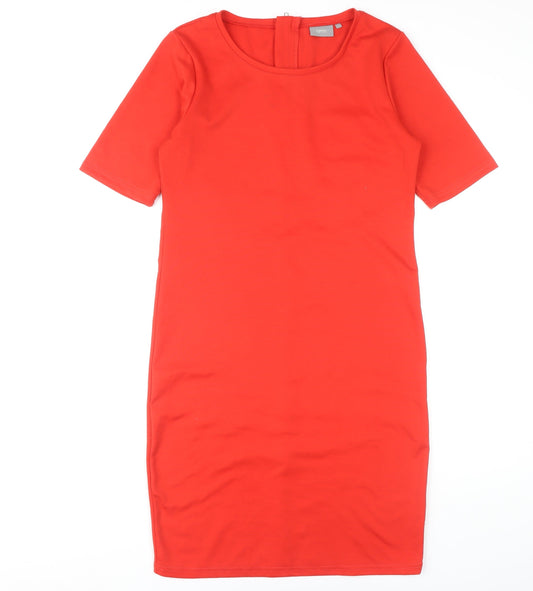 Additional front view of b.young Women's Red Sheath Dress, size S, Casual, Stretch