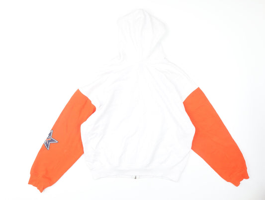 H&M Unisex White & Orange Full Zip Hoodie M