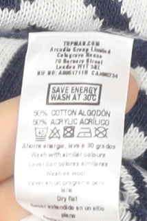 Topman Men's Blue Geometric Pullover Jumper S