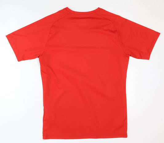 Puma Men's Red T-Shirt, Size S, V-Neck, Gym Wear